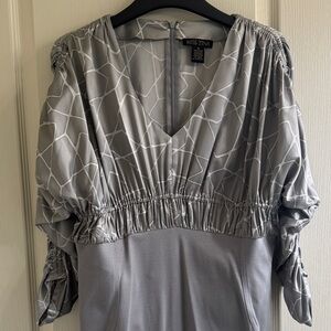 Miss Tina Silver Geometric Blouse